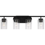 Oslo Vanity Light — 27.5 Inch, Midnight Black with Clear Seeded Glass