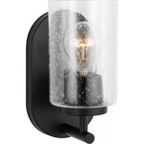 Oslo Wall Sconce — Midnight Black with Clear Seeded Glass