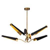 Osorio Six Light Chandelier — Matte Black/Vintage Brass