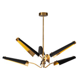 Osorio Six Light Chandelier — Matte Black/Vintage Brass