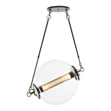 Otto Sphere Pendant, shown in Black with Brass Accents, Stainless Steel Mesh, Standard, by Hubbardton Forge
