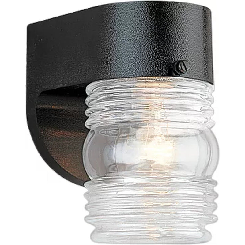 Outdoor Wall Jelly Jar Polycarbonate Outdoor Wall Lantern — Black