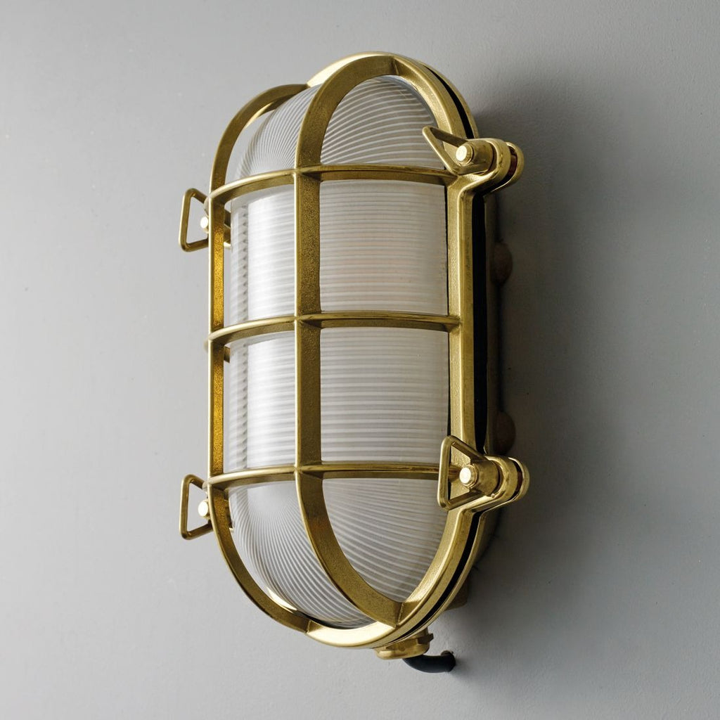 Oval Brass Bulkhead Outdoor Wall Light by Original BTC