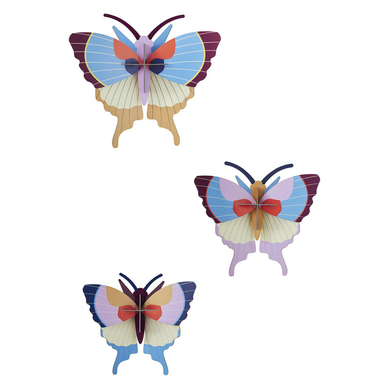 Plum Fringe Butterflies Wall Art, Set of 3