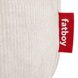 Point Recycled Cord Pouf Ottoman - Cream corduroy and label detail