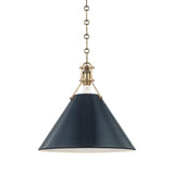 Painted No. 2 Pendant - 16 Inch - Aged Brass with Darkest Blue by Hudson Valley