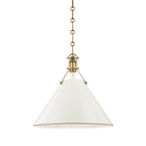 Painted No. 2 Pendant - 16 Inch - Aged Brass with Off-White by Hudson Valley