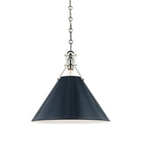 Painted No. 2 Pendant - 16 Inch - Polished Nickel with Darkest Blue by Hudson Valley