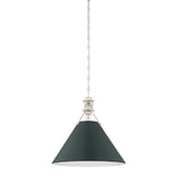 Painted No. 2 Pendant - 16 Inch - Polished Nickel with Soft Studio Green by Hudson Valley