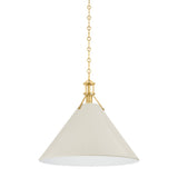 Painted No. 2 Pendant - 21 Inch - Aged Brass with Off-White by Hudson Valley