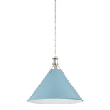 Painted No. 2 Pendant - 21 Inch - Polished Nickel with Blue Bird by Hudson Valley