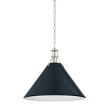 Painted No. 2 Pendant - 21 Inch - Polished Nickel with Darkest Blue by Hudson Valley