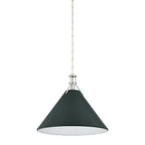 Painted No. 2 Pendant - 21 Inch - Polished Nickel with Soft Studio Green by Hudson Valley