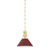 Painted No. 2 Pendant - 9.5 Inch - Aged Brass with Soft Crimson by Hudson Valley