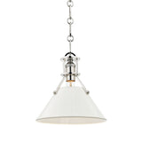 Painted No. 2 Pendant - 9.5 Inch - Polished Nickel with Off-White by Hudson Valley