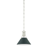 Painted No. 2 Pendant - 9.5 Inch - Polished Nickel with Soft Studio Green by Hudson Valley