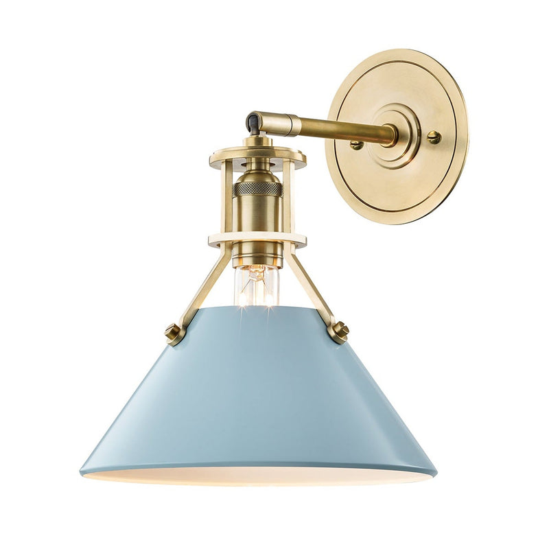 Painted No. 2 Wall Sconce - Aged Brass with Blue Bird by Hudson Valley