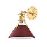 Painted No. 2 Wall Sconce - Aged Brass with Soft Crimson by Hudson Valley