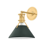 Painted No. 2 Wall Sconce - Aged Brass with Soft Studio Green by Hudson Valley
