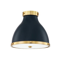 Painted No. 3 Flush Mount - Aged Brass with Darkest Blue by Hudson Valley