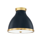 Painted No. 3 Flush Mount - Aged Brass with Darkest Blue by Hudson Valley