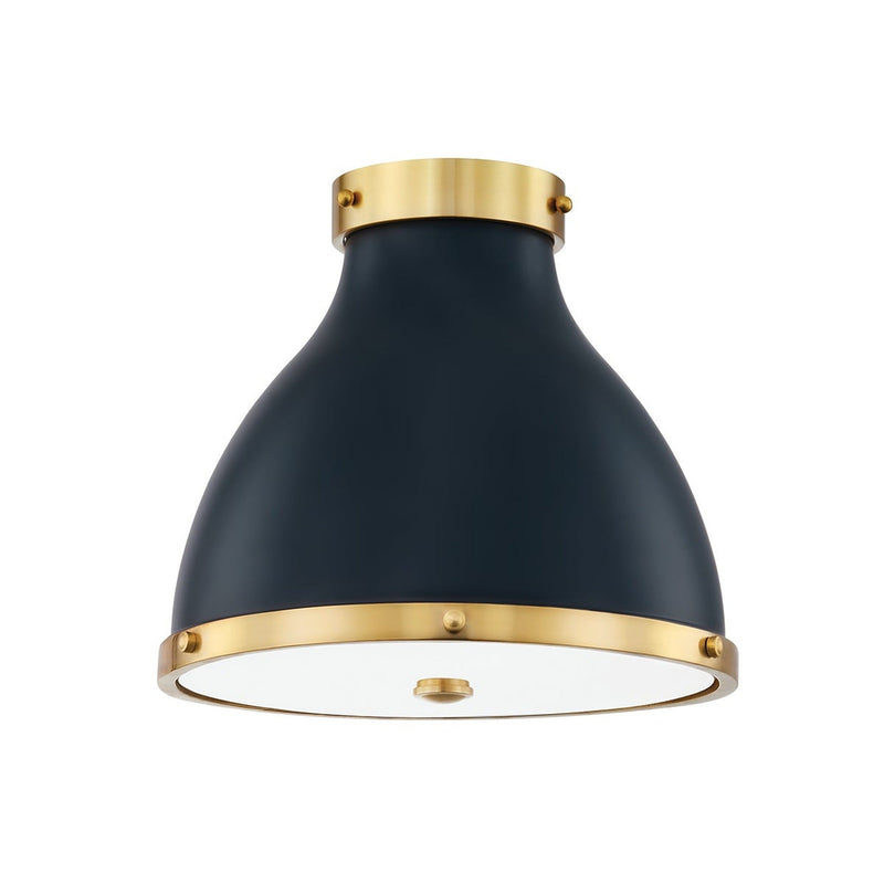 Painted No. 3 Flush Mount - Aged Brass with Darkest Blue by Hudson Valley