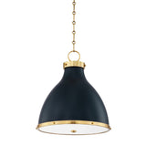 Painted No. 3 Pendant - 16.5 Inch - Aged Brass with Darkest Blue by Hudson Valley