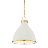 Painted No. 3 Pendant - 16.5 Inch - Aged Brass with Off-White by Hudson Valley