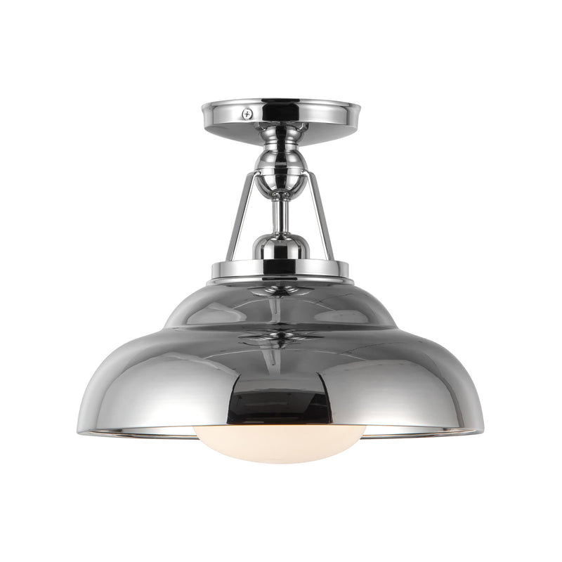Palmetto Semi Flush Polished Nickel Glossy Opal By Alora