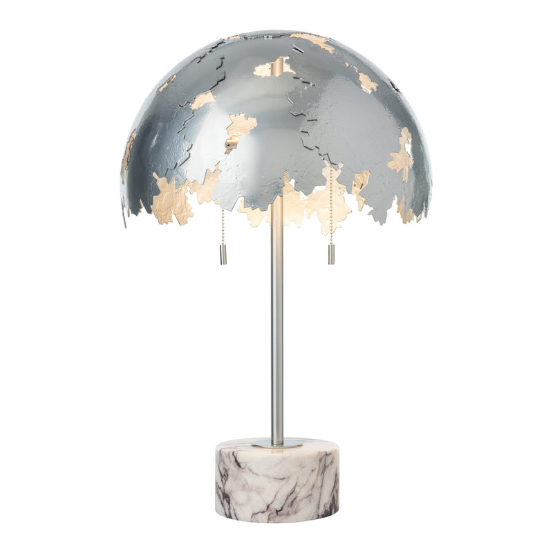 Pangea Dome Table Lamp, shown in Sterling, Lilac Marble, by Hubbardton Forge