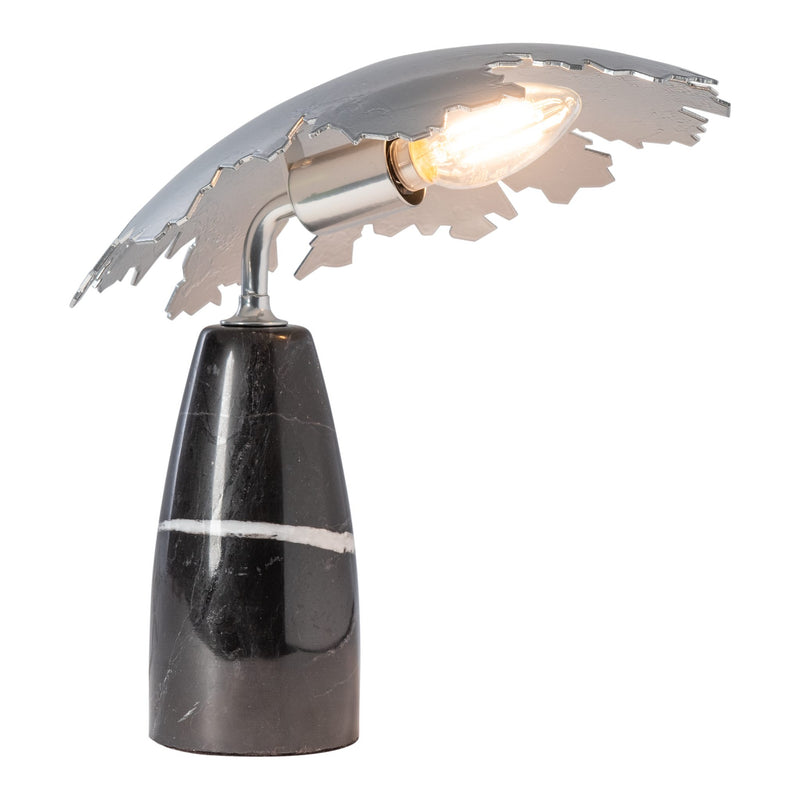 Pangea Mini Table Lamp, shown in Sterling, Black Marble, by Hubbardton Forge