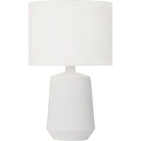 Panola Table Lamp — 17", White Linen, Matte White Ceramic