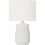 Panola Table Lamp — 17", White Linen, Matte White Ceramic