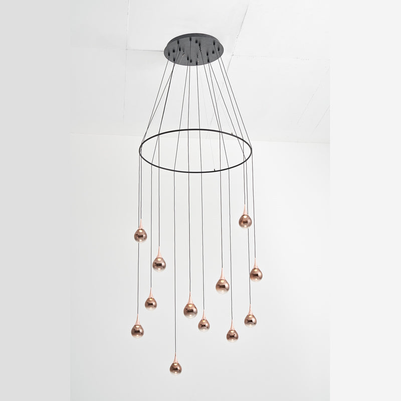 Paopao P12 Chandelier, Finish: Layared Copper With Ring