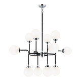 Particles Chandelier 12 Light Black & Chrome Opal