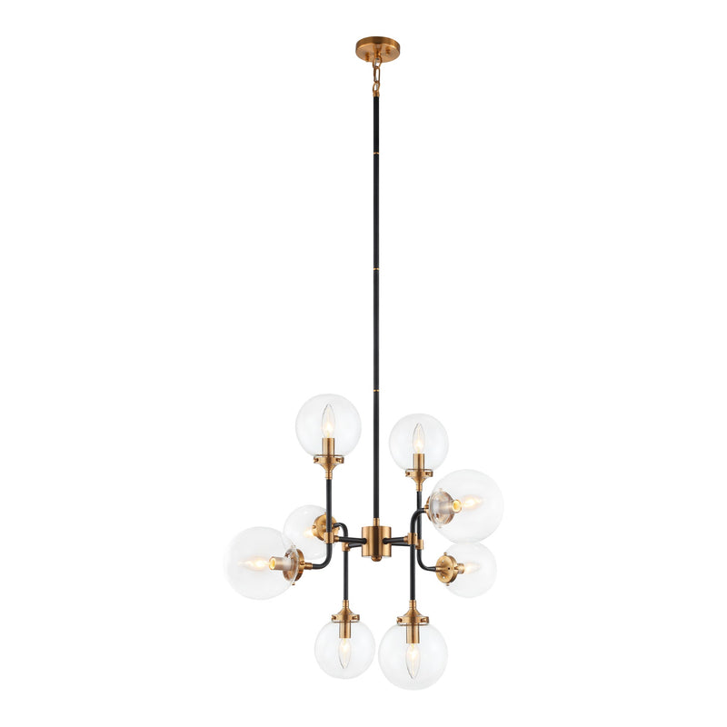 Particles Chandelier 8 Light Aged Gold Brass Clear