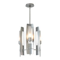 Passage 3-Light Pendant, shown in Sterling, Frosted Glass, by Hubbardton Forge