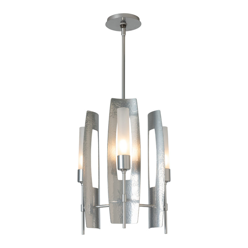 Passage 3-Light Pendant, shown in Sterling, Frosted Glass, by Hubbardton Forge