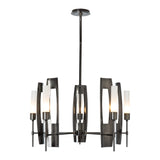 Passage 5-Light Circular Pendant, shown in Ink, Frosted Glass, by Hubbardton Forge
