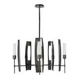 Passage 5-Light Circular Pendant, shown in Ink, Frosted Glass, by Hubbardton Forge