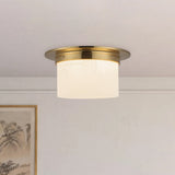Patina Brass/Alabaster 5x11inch Mineral Flush Mount-Round by Alora Lighting
