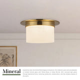 Patina Brass/Alabaster 5x11inch Mineral Flush Mount-Round by Alora Lighting