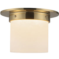 Patina Brass/Alabaster 5x8inch Mineral Flush Mount-Round by Alora Lighting