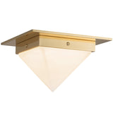 Patina Brass/Alabaster 8inch Mineral Flush Mount-Pyramid by Alora Lighting