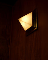 Patina Brass/Alabaster 8inch Mineral Flush Mount-Pyramid by Alora Lighting