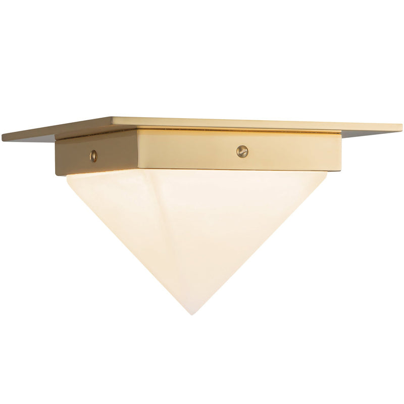 Patina Brass/Alabaster 8inch Mineral Flush Mount-Pyramid by Alora Lighting