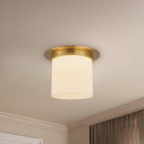 Patina Brass/Alabaster 8x11inch Mineral Flush Mount-Round by Alora Lighting