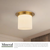Patina Brass/Alabaster 8x11inch Mineral Flush Mount-Round by Alora Lighting