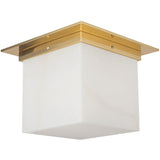Patina Brass/Alabaster 8x11inch Mineral Flush Mount-Square by Alora Lighting