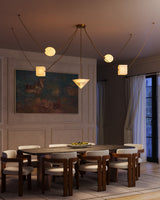 Patina Brass/Alabaster Mineral Chandelier by Alora Lighting in Dining Room